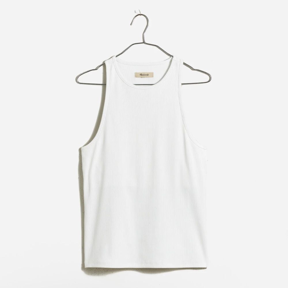 Madewell Highneck Tank in Sleekhold • size large • NT063 • white •racerback tank